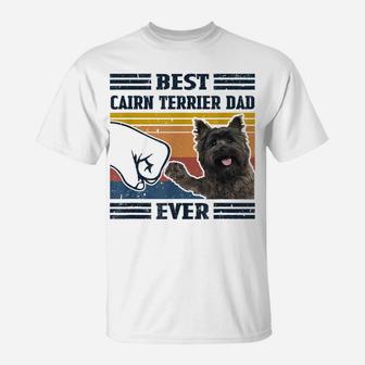 Dog Vintage Best Cairn Terrier Dad Ever Father's Day T-Shirt | Crazezy