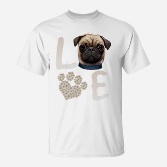 Dogs 365 Love Pug Dog Paw Pet Rescue T-Shirt | Crazezy