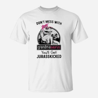 Don't Mess With Grandma Saurus You Will Get Jurasskicked T-Shirt - Thegiftio UK