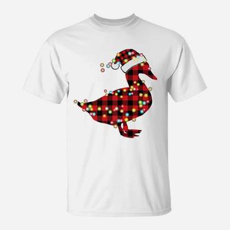 Duck Christmas Red Plaid Buffalo Pajama Farmer Gift T-Shirt | Crazezy CA