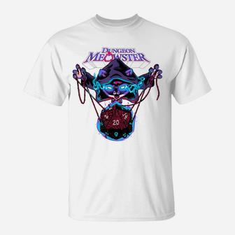 Dungeon Meowster Funny Nerdy Gamer Cat D20 Tabletop Rpg T-Shirt | Crazezy