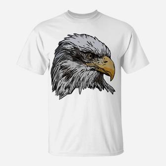 Eagle Imprint American Bird Animal Retro Art Motif Bald Sweatshirt T-Shirt | Crazezy