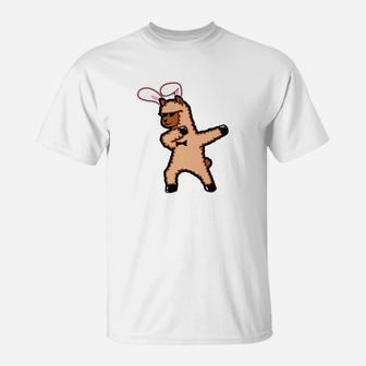 Easter Bunny Dabbing Llama Rabbit Ears Animal Gift T-Shirt - Thegiftio UK