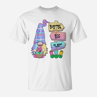 Easter Gnome Egg Hunt Pastel Spring Gingham Plaid T-Shirt | Crazezy AU