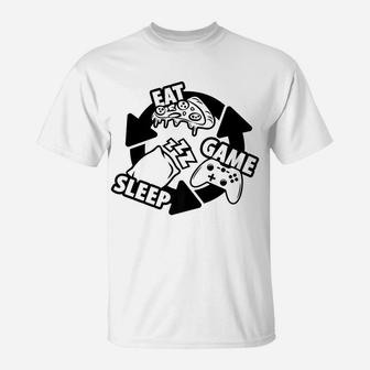 Eat, Sleep, Gaming, Repeat, Beautiful Video Game Design T-Shirt | Crazezy UK