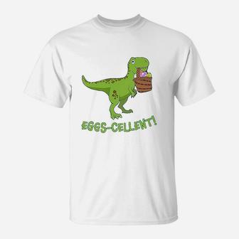 Eggscellent Cute Easter Trex Dinosaur T-Shirt | Crazezy