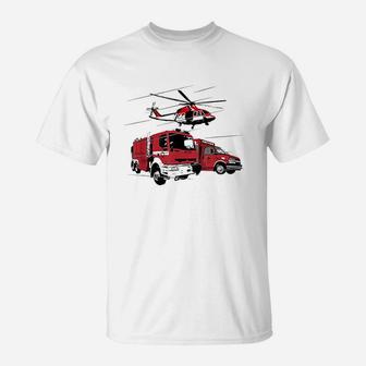 Ems Fire Truck Ambulance Rescue Helicopter T-Shirt | Crazezy DE