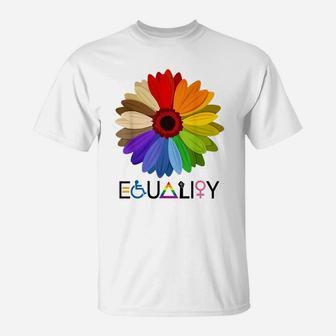 Equality Flower Rainbow Retro Gay Lesbian Pride Lgbt T-Shirt | Crazezy