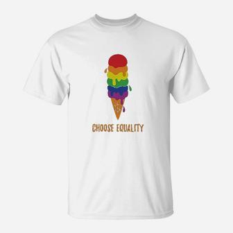Equality Rainbow Ice Cream Pride Flag T-Shirt | Crazezy
