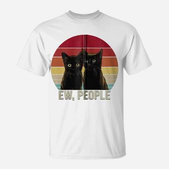 Ew People Funny Black Cats Vintage Kitten Lover Retro Womens Zip Hoodie T-Shirt | Crazezy