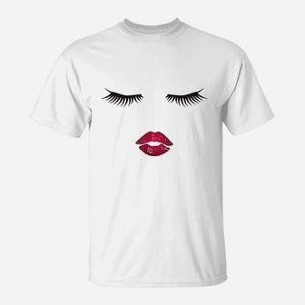 Eyelash Lips Lipstick Lash T-Shirt | Crazezy CA