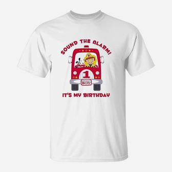 Fire Truck 1St Birthday Boy T-Shirt | Crazezy AU