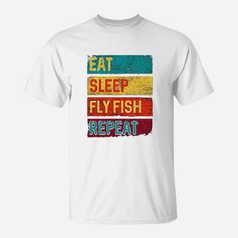 Fishing Eat Sleep Fly Fish Repeat T-Shirt | Crazezy UK