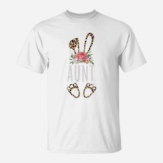 Floral Leopard Aunt Bunny Gift Happy Easter Mother's Day T-Shirt | Crazezy AU