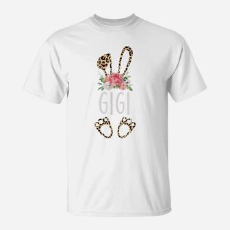 Floral Leopard Gigi Bunny Gift Happy Easter Mother's Day T-Shirt | Crazezy DE