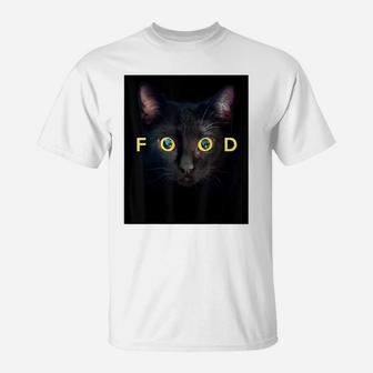 Food Black Cat Face Yellow Eyes Cats Lovers Gifts Men Women T-Shirt | Crazezy