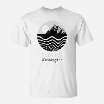 Forks Vintage Mountains Hiking Camping Washington Retro Sweatshirt T-Shirt | Crazezy CA