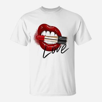 Franterd Lips And Lipstick T-Shirt | Crazezy DE