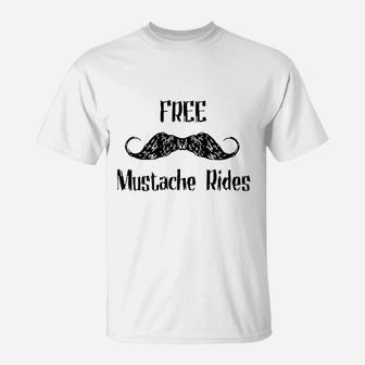 Free Mustache Rides T-Shirt | Crazezy UK