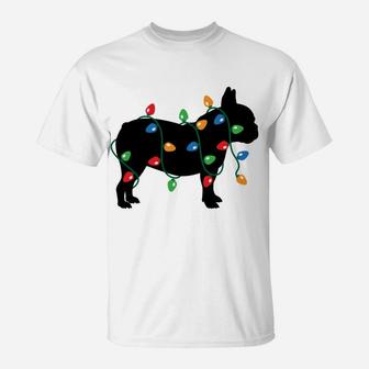 Frenchie Christmas Lights French Bulldog Dog Gift T-Shirt | Crazezy DE