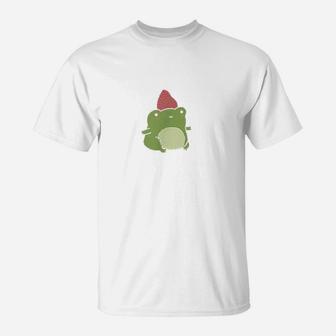 Frog With Strawberry Hat Kawaii Cottagecore Aesthetic T-Shirt - Thegiftio UK