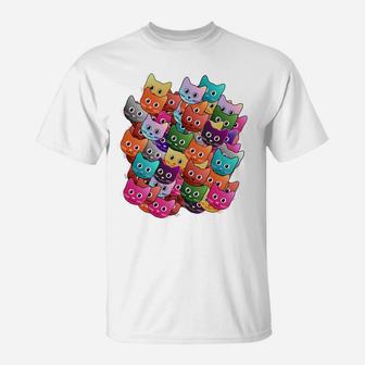Fun Colorful Cat Cute Kitten Lovers Kawaii Neko Women Kids T-Shirt | Crazezy AU