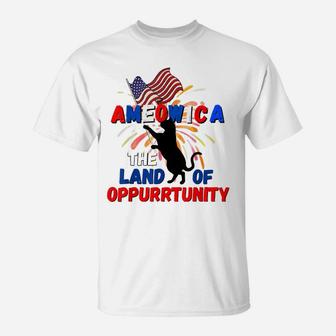 Funny 4Th Of July Ameowica The Land Of Opportunity Kitties T-Shirt | Crazezy DE