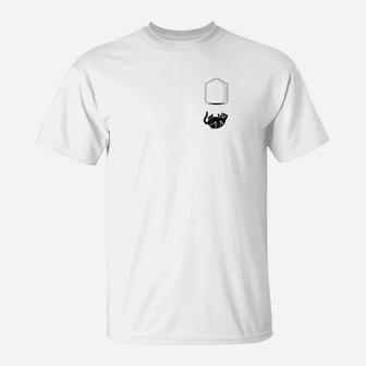 Funny Black Cat In Pocket And Falls Cat T-Shirt | Crazezy DE