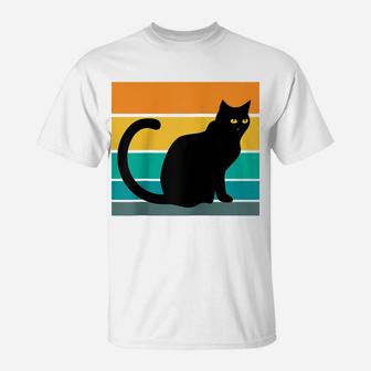 Funny Black Cat Vintage Retro Style - Cats Lover Gift Raglan Baseball Tee T-Shirt | Crazezy UK