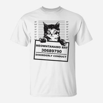 Funny Cat Mugshot Meowntanamo Bay For Cat Lovers T-Shirt | Crazezy
