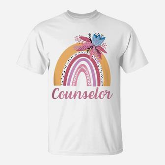 Funny Counselor Floral Boho Rainbow Women T-Shirt | Crazezy