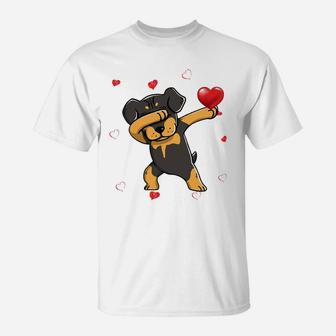 Funny Dabbing Rottweiler Dog Breeds Valentines Day Gift T-Shirt - Seseable