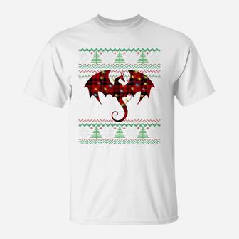 Funny Dragon Ugly Sweater Christmas Animals Lights Xmas Gift T-Shirt | Crazezy UK