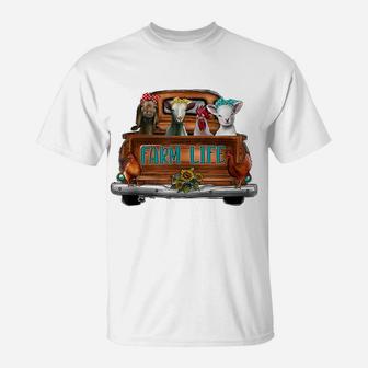Funny Farmer Life Cow Chicken Goat Farm Animal Vintage Truck T-Shirt | Crazezy AU