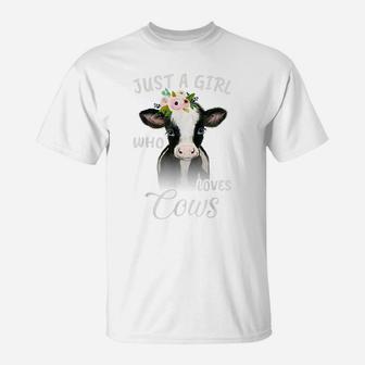 Funny Gift Watercolor Just A Girl Who Loves Cows T-Shirt | Crazezy DE