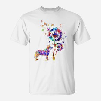 Funny Heeler Dandelion Flower Dog Lover Watercolor Men T-Shirt | Crazezy UK