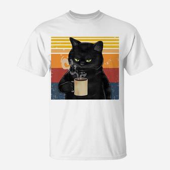 Funny I Like Coffee My Cat And Maybe 3 People Cat Lover Gift T-Shirt | Crazezy DE