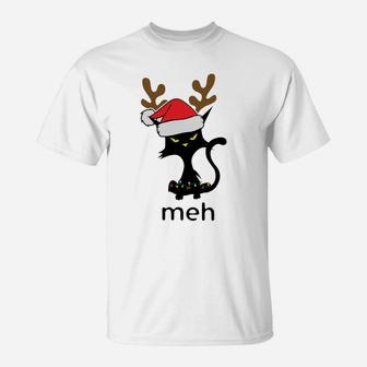 Funny Meh Cat Shirt For Cat Lovers Ugly Christmas T-Shirt | Crazezy
