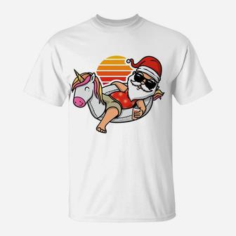 Funny Pool Party Santa Christmas In July Women Men T-Shirt | Crazezy CA