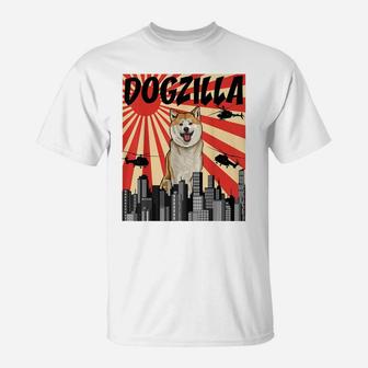 Funny Retro Japanese Dogzilla Akita T-Shirt | Crazezy