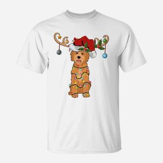 Funny Santa Hat Reindeer Goldendoodle Christmas Sweatshirt T-Shirt | Crazezy CA
