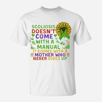 Funny Scoliosis Mother Quote Sunflower With Butterflies T-Shirt | Crazezy
