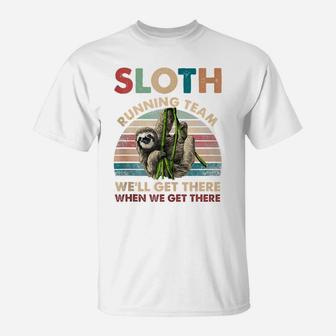 Funny Vintage Sloth Running Team Marathon Runners Jogging T-Shirt | Crazezy AU