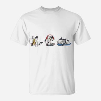 Gamer Cat Triathlet Eating Gaming Sleeping Sweatshirt T-Shirt | Crazezy