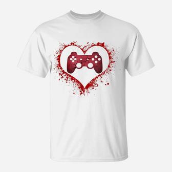 Gamer Heart Valentines Day Video Games Boys Kids Teens Gift T-Shirt | Crazezy DE