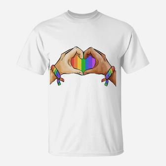 Gay Pride Clothing Lgbt Rainbow Flag T Shirt Tee Heart Unity T-Shirt | Crazezy