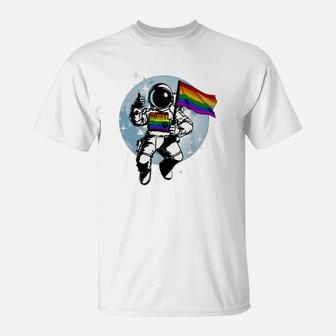 Gay Pride Flag LGBT Month Astronaut T-Shirt - Seseable