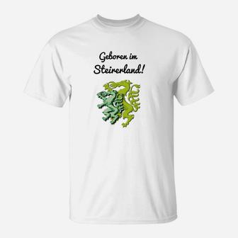 Geboren im Steirerland Weißes T-Shirt mit Drachenmotiv, Stolz aus Steiermark - Seseable