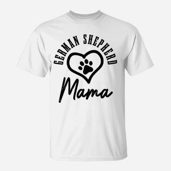 German Shepherd Mama Heart Dog Paw German Shepherd Mom T-Shirt | Crazezy