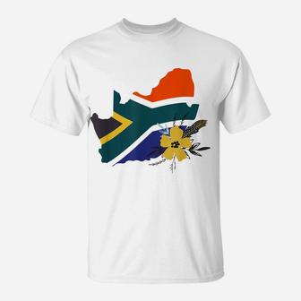 Ggt South African Inspired Flag And Happy Flower Feather T-Shirt | Crazezy